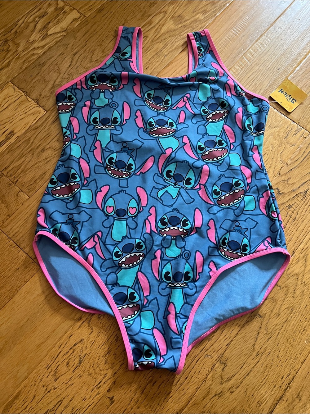 NWT - XXL - MAD ENGINE - Disney Blue & Pink Stitch Allover One-Piece Swimsuit